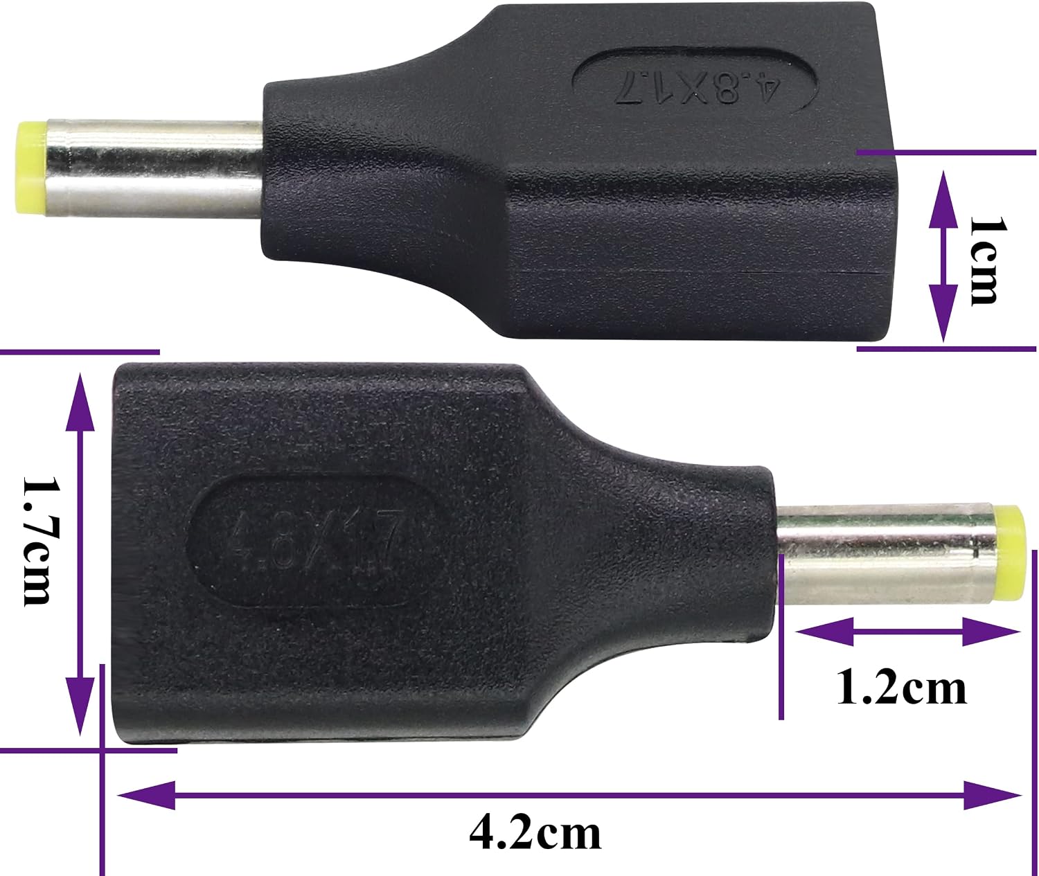 2 Pack 5V USB to DC 4.8x1.7mm Power Plug Extender Adapter for USB & DC Devices image 2