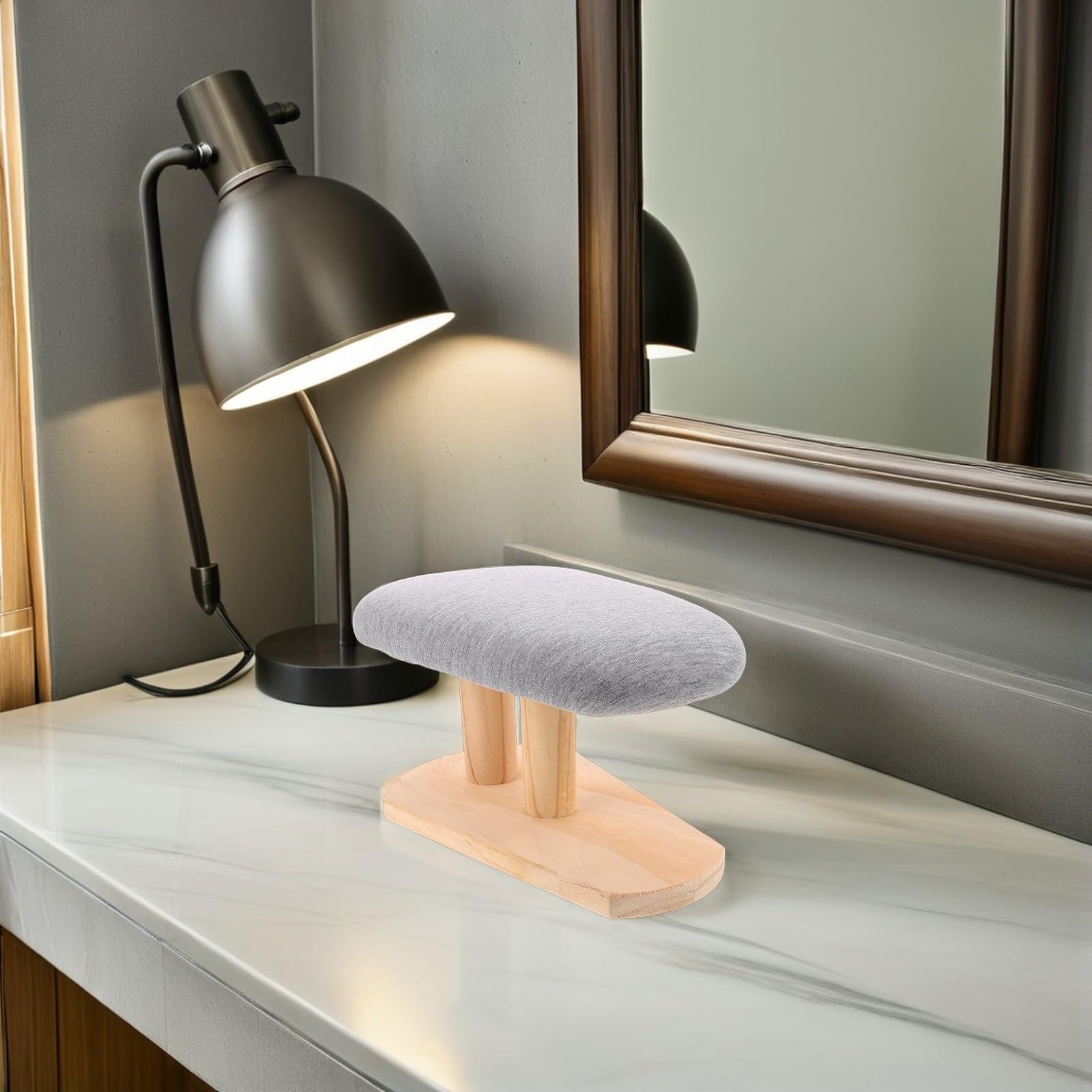 HANABASS Tabla de Planchar Multifunción de Madera, Superficie Extragrande, Base Estable, Funda de Tela Gris, para Puños Estrechos y Ropa Infantil, Apartamento y Lavandería