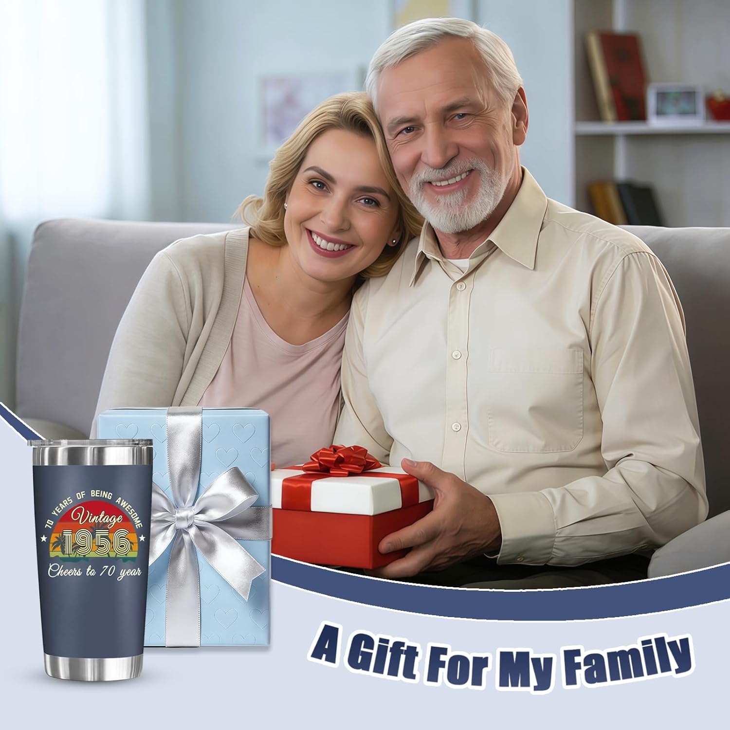 70th Birthday Gifts for Men Women - Cheers to 70th Gifts For Mom, Dad, Wife, Husband - Happy 70 Year Old Birthday Decorations for Him Her - Vintage 1956 20 Oz Tumbler, Insulated Cup - Image 5