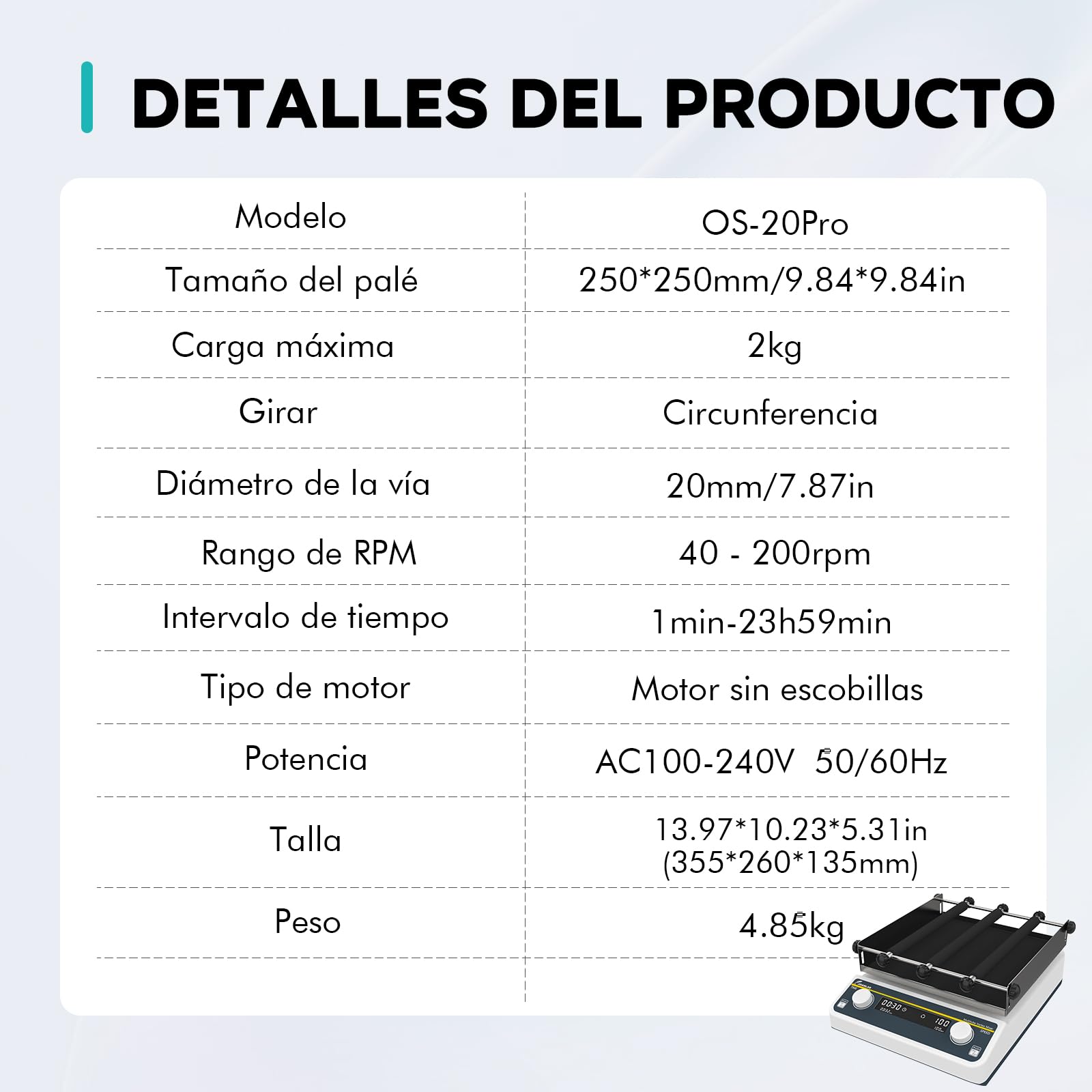 LAB FISH Agitador Orbital Digital, 40-200 RPM Agitador de Laboratorio con Temporizador, Plataforma 250x250mm, Capacidad 2KG, para Mezcla Química & Biológica, Cultivo