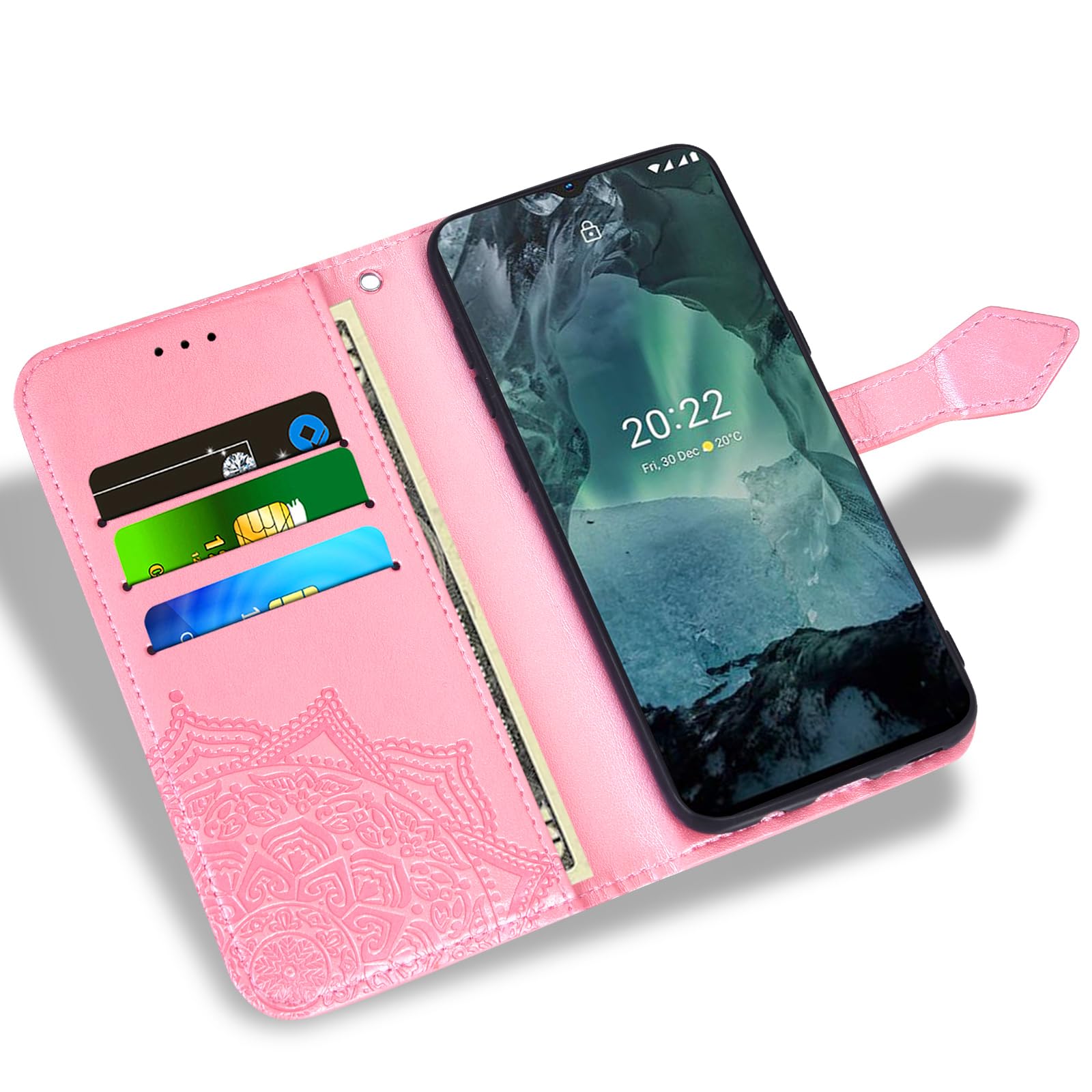 Asuwish Cover Portafoglio Per Nokia G11 Plus Con Pellicola Vetro: Custodia In Pelle Con Porta Carte E Supporto Regolabile, Rosso - 5