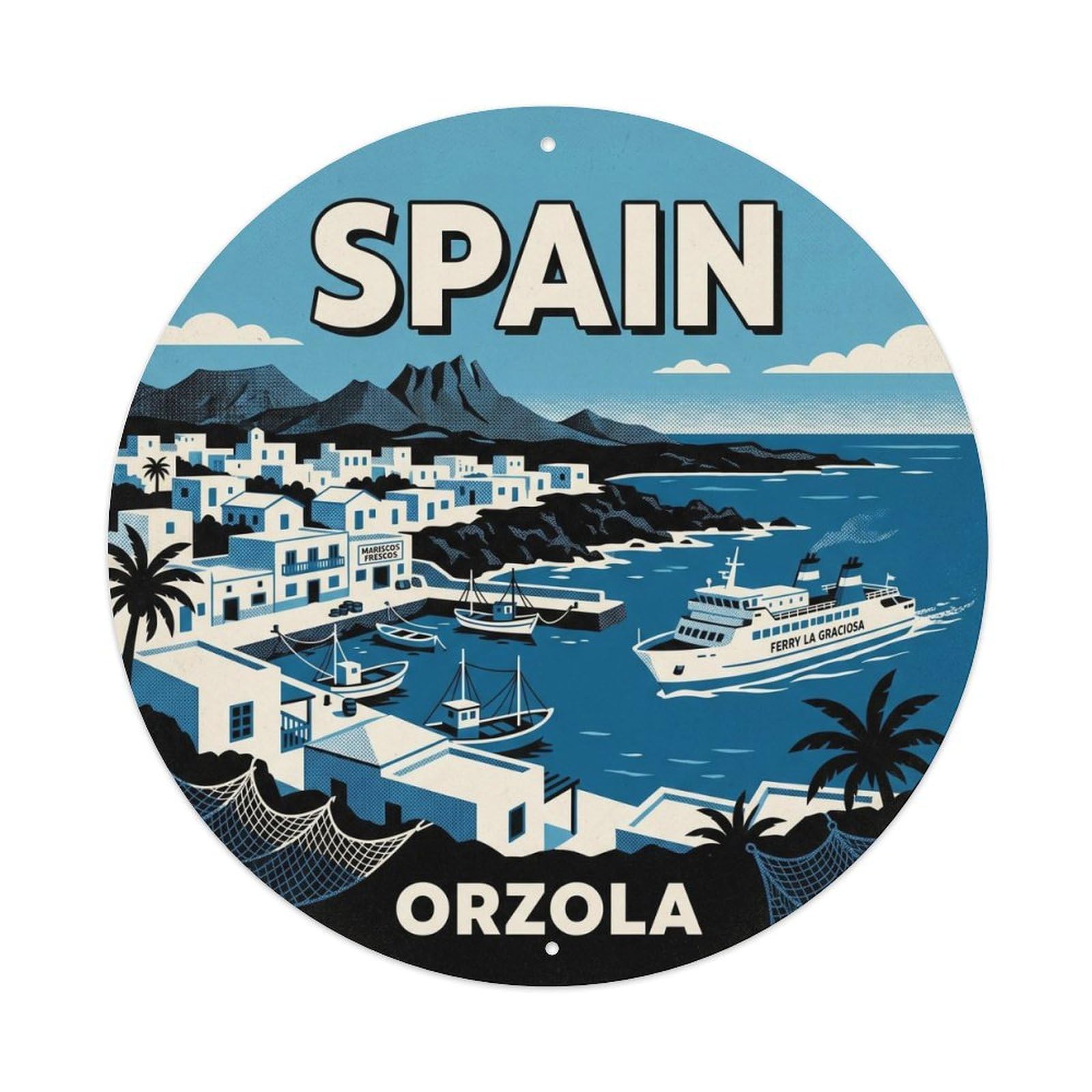 Lanzarote Orzola Spain Island Travel Destination Metal Tin Sign