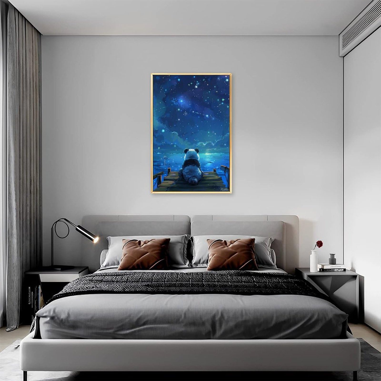 Amazon.co.jp: 星空を楽しむパンダたち 水彩画です 絵画 アート パネル