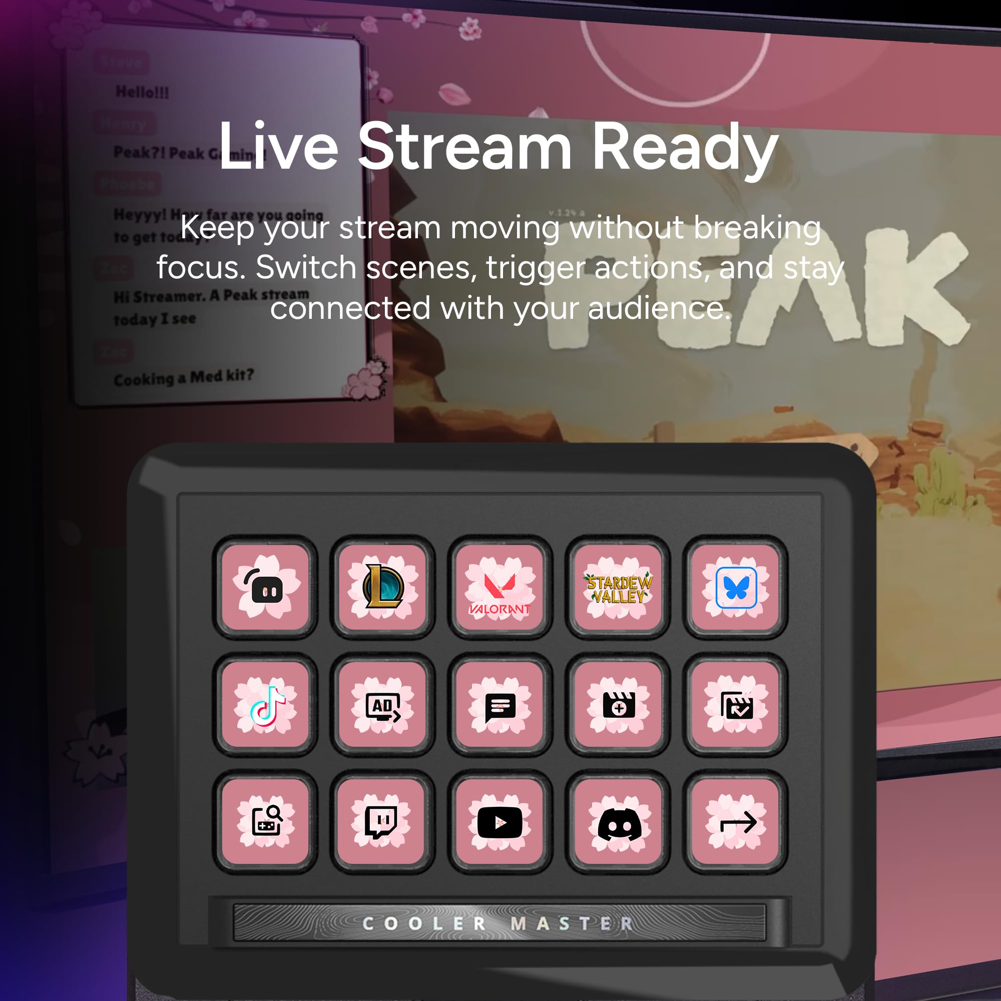 Cooler Master MasterHUB Creator Kit: Freeform 2.0 modulare Plattform – ermöglicht es Ihnen, mit Basis, 15 Tasten IPS-Display, 2 x Roller und 5 x Fader-Modulen anzupassen – Stärkung Ihres Workflows | Streaming & Content Creation, 15 IPS Display Keys, 5 Fad