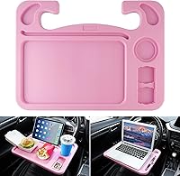 Vista 9 de JUSTTOP Escritorio de Volante de Coche para Laptop, Accesorios Multiusos de Coche para Viajes, Bandejas de Soporte de Asiento de Coche para Comer