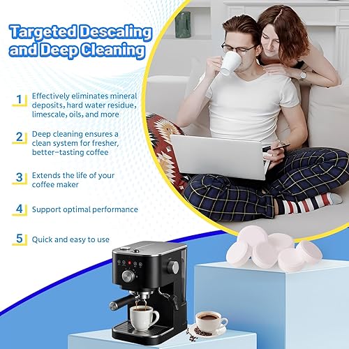 Miniatura 2 de Limpiador para cafetera, tabletas descalcificadoras, 24 unidades, compatible con multicafetera, elimina la suciedad y la cal para máquinas de café