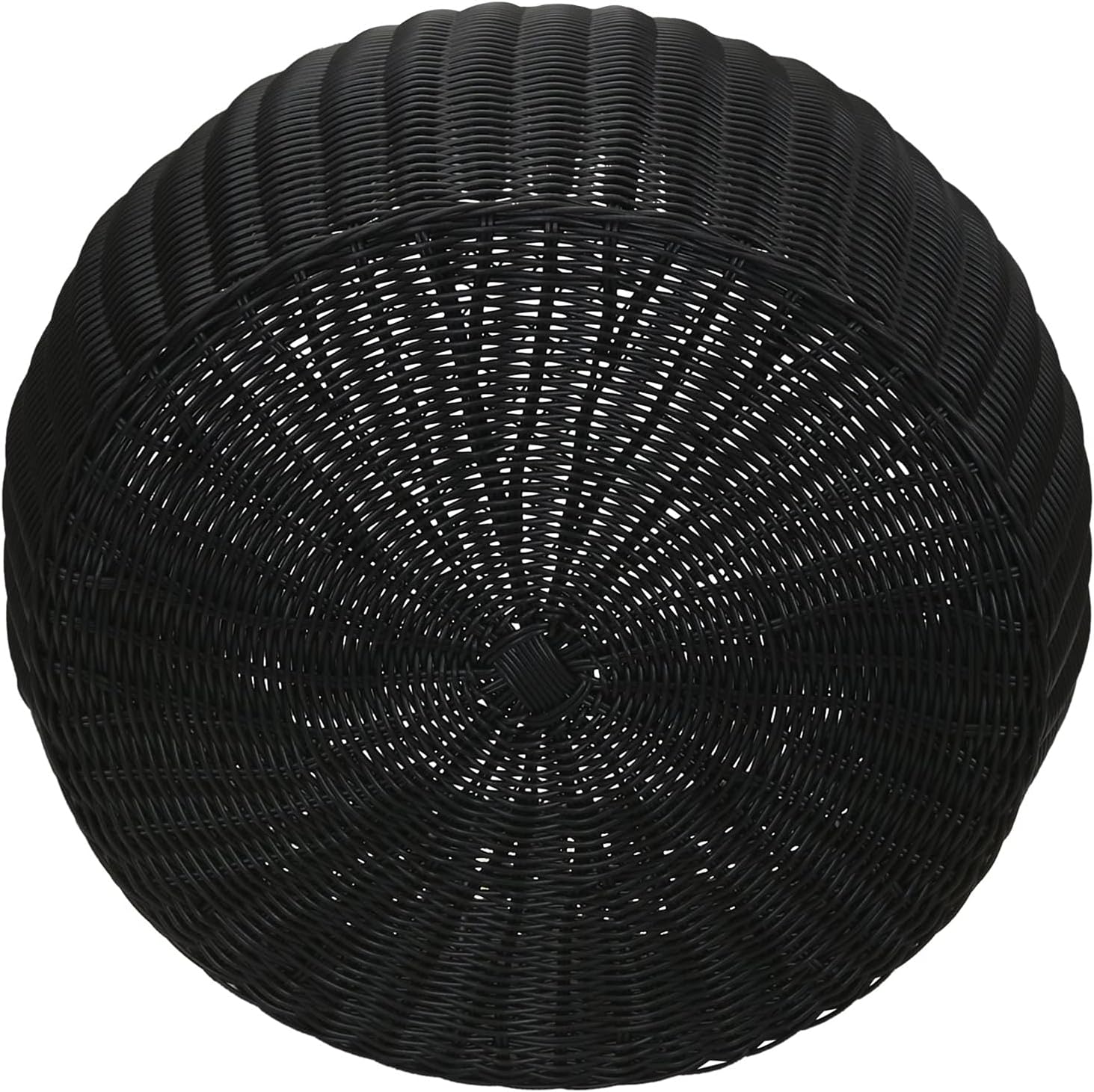 Household Essentials Handwoven Resin Storage Stool Ottoman, Black