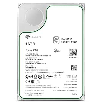 ジャンク　Seagate Exos X18 16TB HDD Amazon.com: Seagate Exos X18 Enterprise 16TB HDD, CMR 3.5