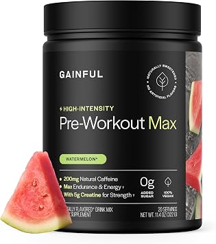 Gainful High Intensity Pre Workout Powder, Watermelon Flavor, 20 Servings