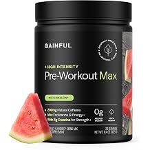 Gainful High Intensity Pre Workout Powder with 200mg Caffeine, 5g Creatine, Watermelon Flavor, Supports Energy, Strength, Endurance, Recovery with BCAAs, Beta Alanine, L-Citrulline, 20 Servings