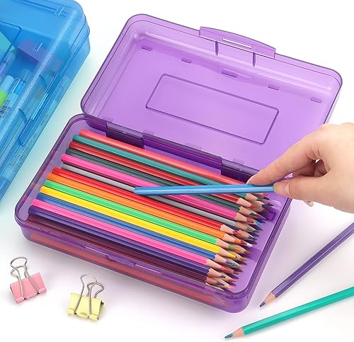 Vista 32 de Tamaki 1 caja de lápices de plástico de gran capacidad, cajas transparentes con tapa hermética, diseño apilable y elegante caja organizadora de Verde