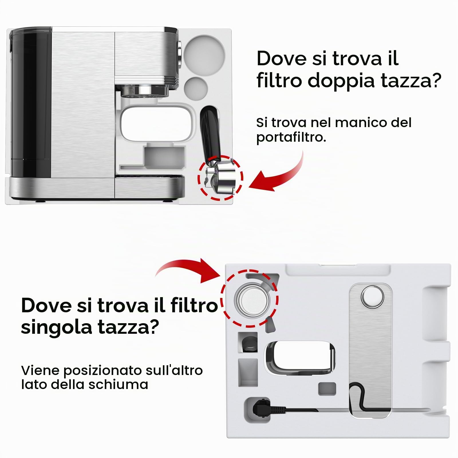 iceagle Macchina da Caffè Espresso CM1660B Manuale e Cappuccino - 20 Bar Caffettiera con Pompa Italiana | Espresso Maker 1350W, Acciaio Inox, Montalatte, Piano Scaldatazze, Serbatoio Estraibile 1,3L