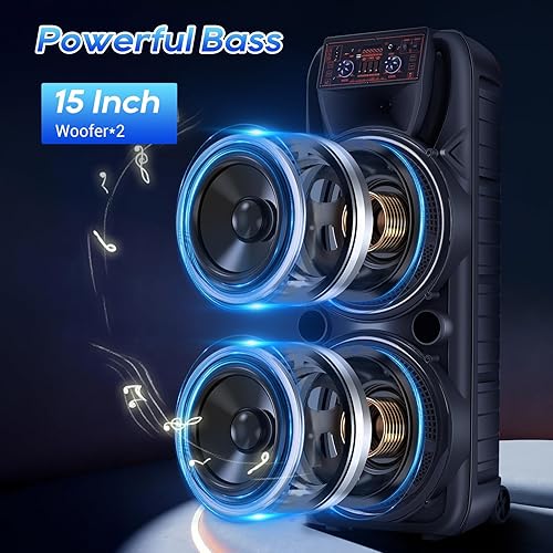 Miniatura 9 de Altavoz inalámbrico de 10 pulgadas x 2, altavoz portátil Bluetooth Hi-Fi con sistema PA recargable, máquina de karaoke de potencia máxima con
