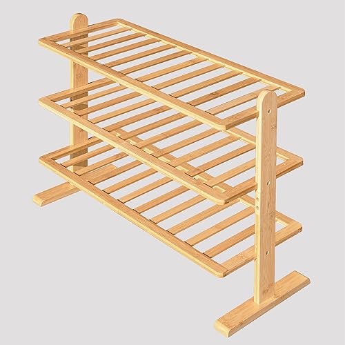 Zapatero vertical de bambú de 8 niveles, soporte de almacenamiento de zapatos independiente, torre de almacenamiento de zapatos que ahorra espacio