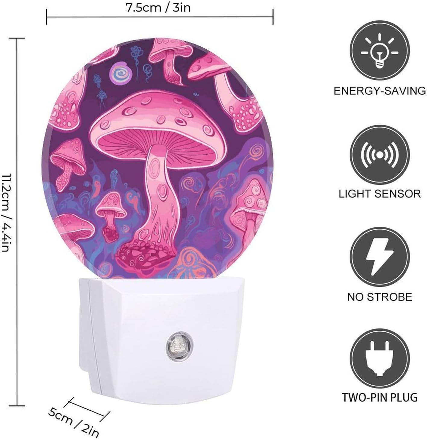 Pink Mushroom Plug-in LED Nightlight Wall Night Light image 2