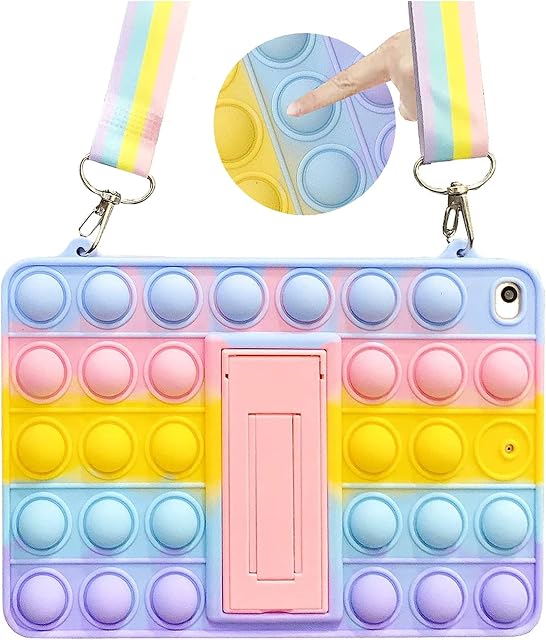 ESSTORE Case for iPad Air 4th Generation/iPad 10.9 Inch 2020, Push Bubble Sensory Fidget Toy Case Stress Anxiety Relief Cover with Stand, Rainbow