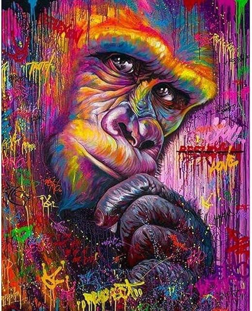 Fokenzary Diy Paint by Numbers Painting Canvas for Kids or Adults Beginner with Brushes and Acrylic Paints Frameless Colorful Strong Ape