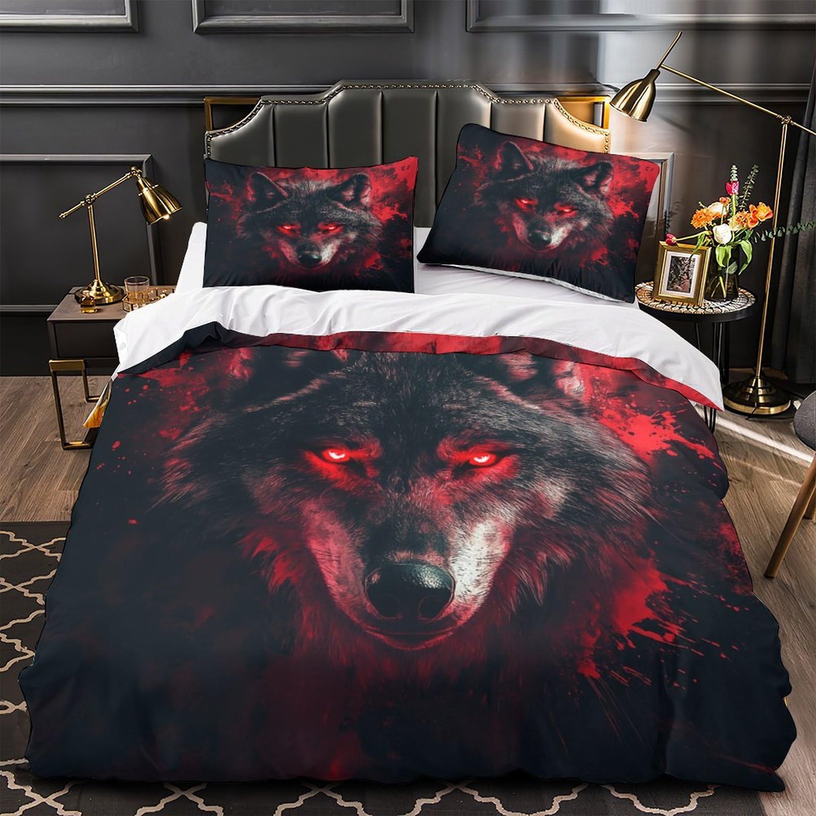 Housse de couette loup 3D imprimé pour transformer une chambre d'ado en refuge dark fantasy