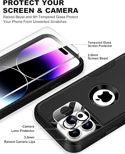 Miniatura 3 de Funda de teléfono para iPhone 14 Pro con clip para cinturón de funda Defender resistente, a prueba de golpes, resistente, antideslizante, funda dura