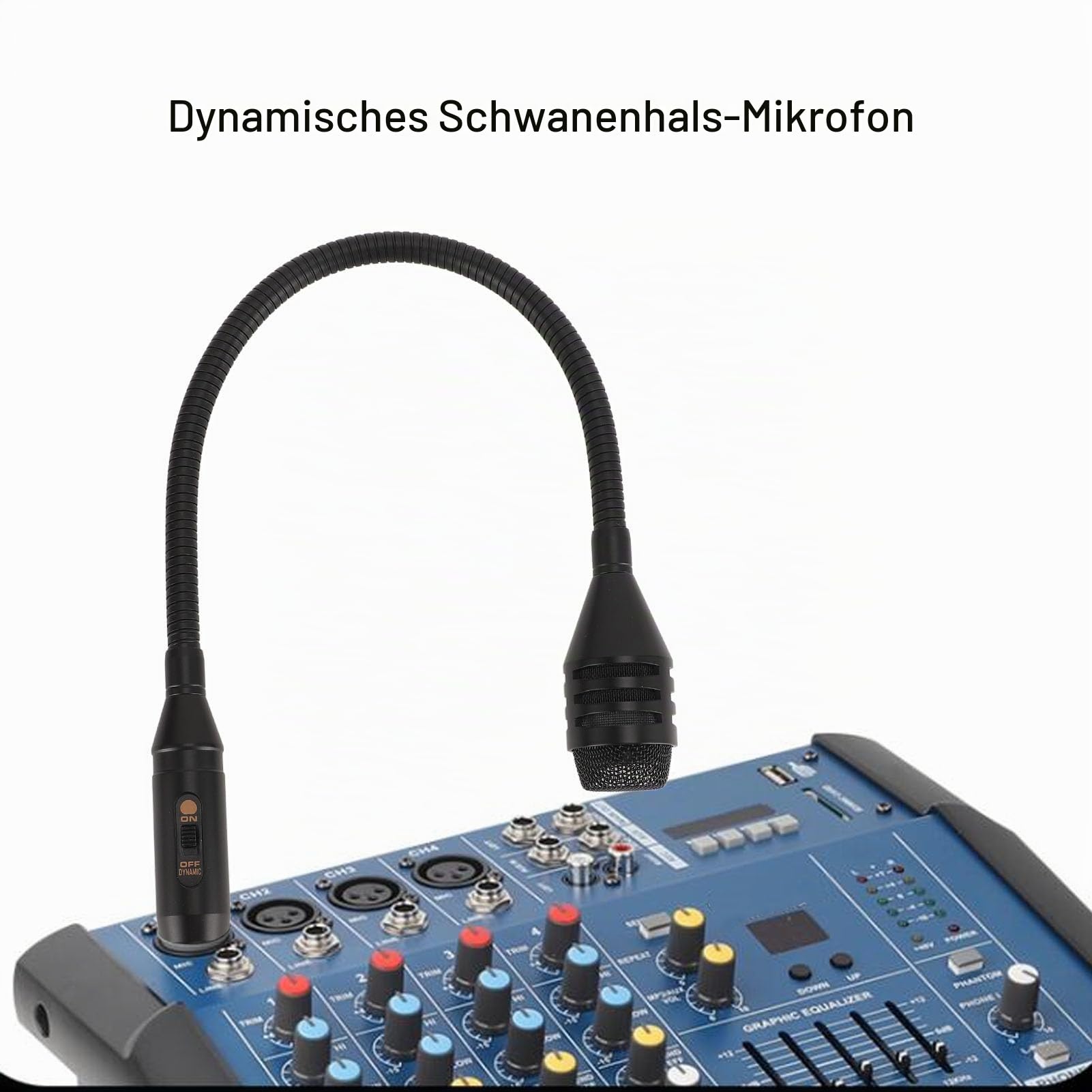Dynamisches Schwanenhalsmikrofon für Gesangsanwendungen, 3-poliges XLR-Mikrofon, DJ-Mikrofon. Professionelles XLR-Schwanenhalsmikrofon für die Bühne