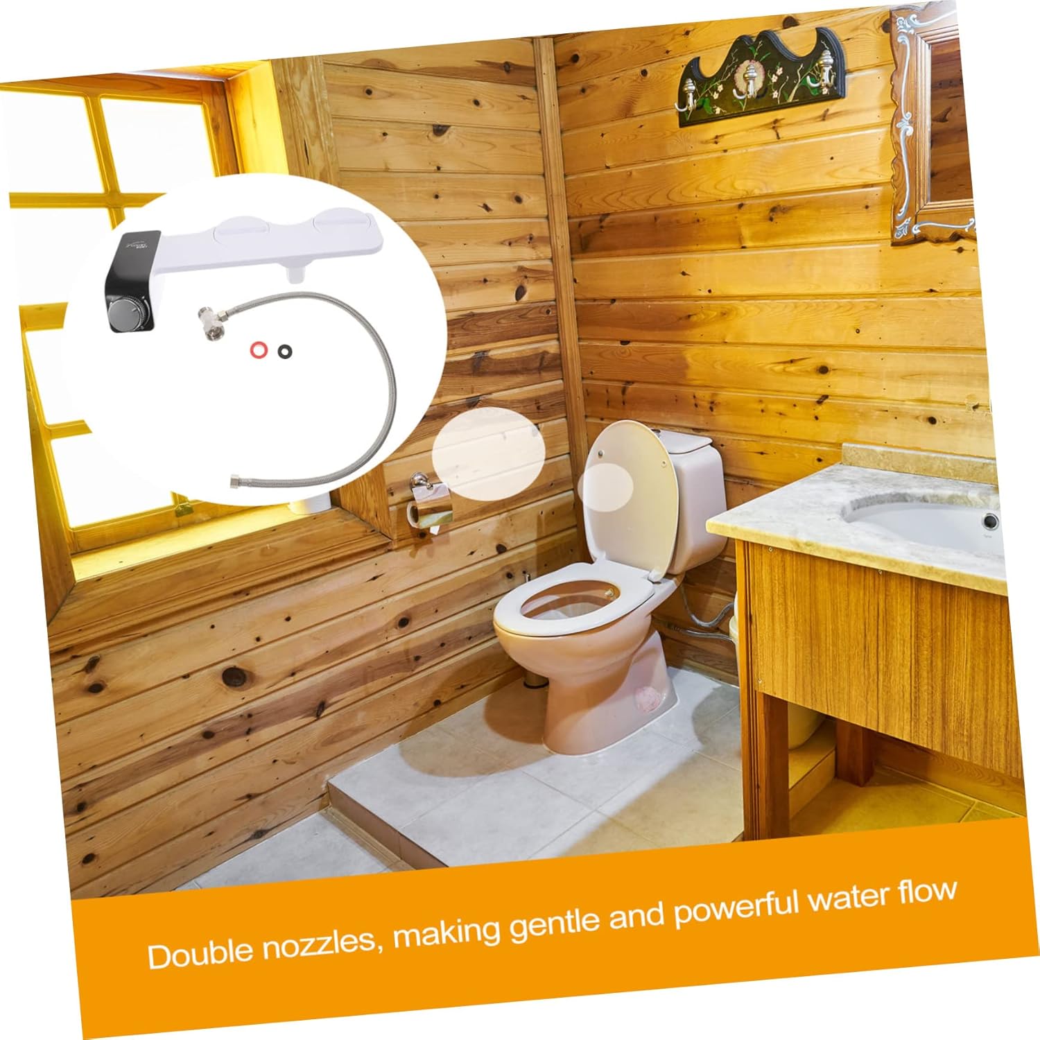 Mipcase 1set Non-electric Bidet Attachment Dual Nozzles for Toilet Self-cleaning Easy to Install for Personal and Feminine Wash Includes North America Adapter