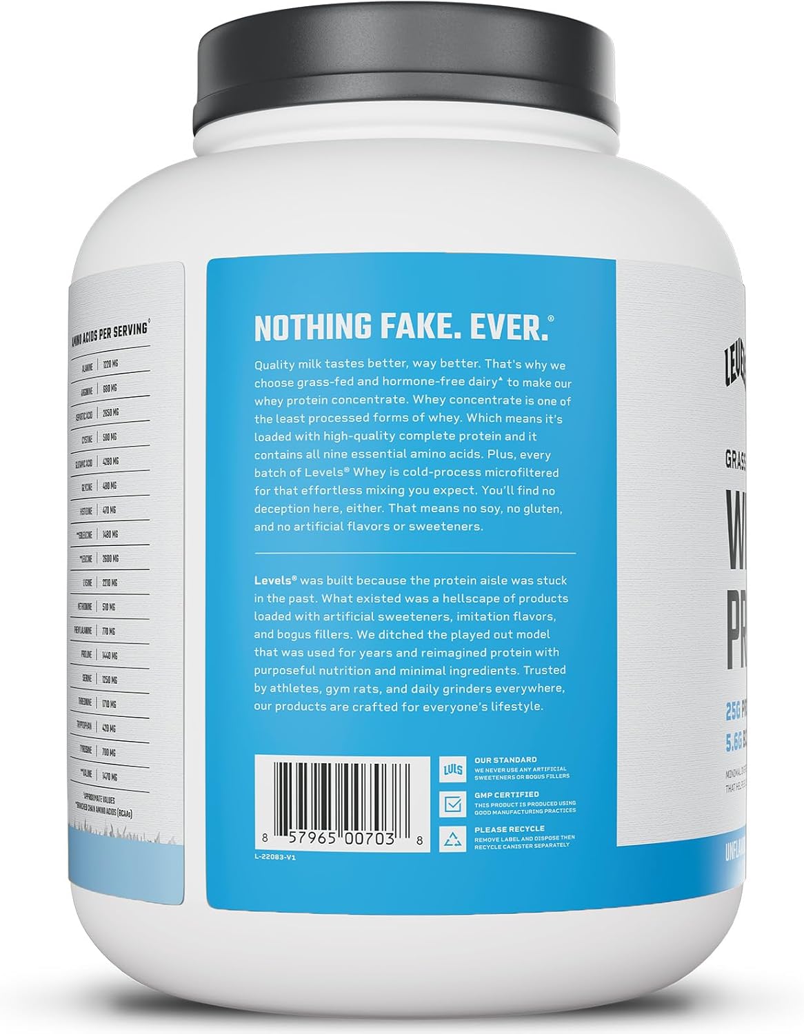 Levels Grass Fed Whey Protein Powder, No Artificials, 25G of Protein, Unflavored, 5LB - Image 8
