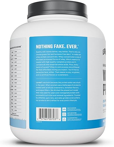 Miniatura 152 de Levels - Concentrado de proteína de suero de leche de ganado alimentado con pasto, sin ingredientes artificiales, 0.85 oz de proteína, capuchino, 2