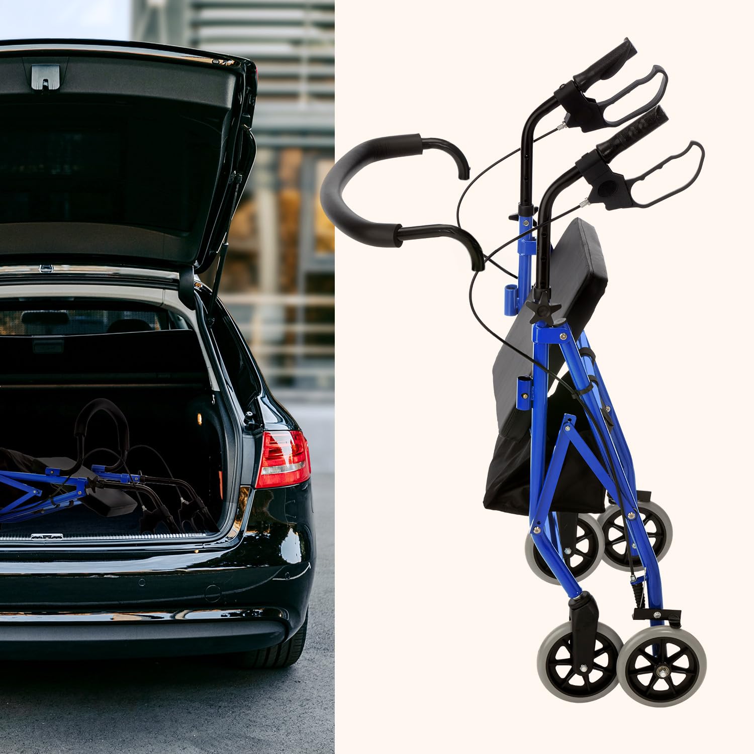 Geriafy - Andador para Ancianos y Adultos | Rollator Plegable con 4 Ruedas | Andadores con Asiento, Cesta y Respaldo | Caminador para mayores resistente