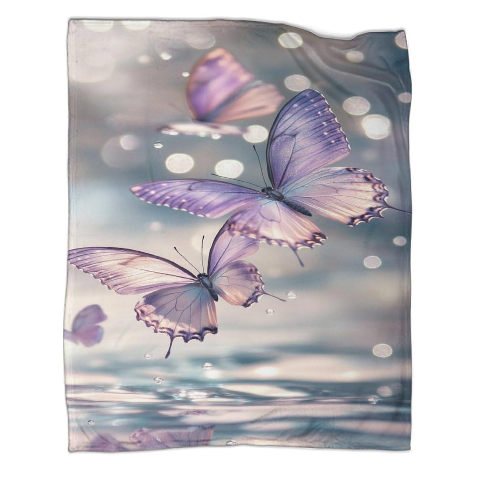Couverture en peluche papillons de qualite superieure en flanelle chaude pour lit