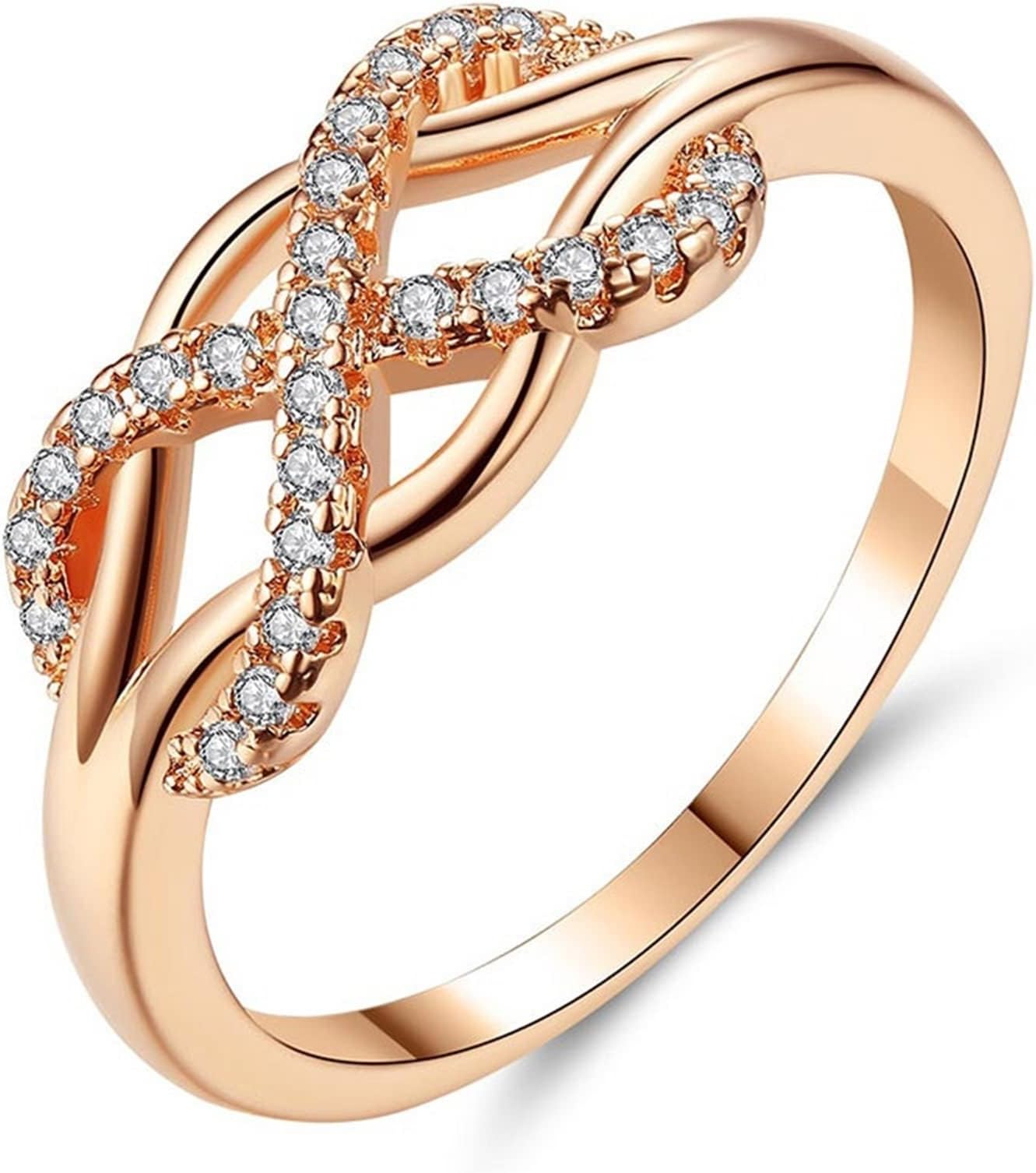 ZENAHA trendy rings for women Women Rose Gold Infinite Love Ladies Ring Design Fine Mosaic Geometry Exquisite Wedding Jewellery (Size : 6)