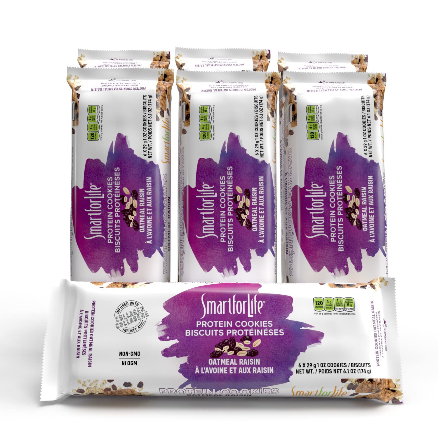 Smart for Life Biscoitos proteicos de aveia e passas, 42 unidades