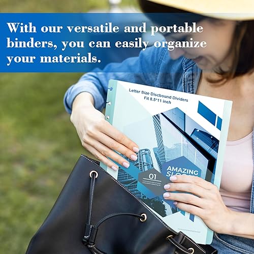 Miniatura 6 de Paquete de 5 divisores de disco tamaño carta, planificador de disco de 9.3 x 11 pulgadas, divisores de cuaderno con bolsillos, 11 discos