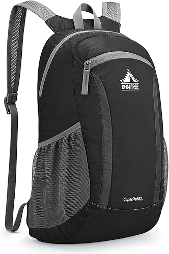 G4Free Mochila de senderismo, resistente al agua, ligera, plegable, para viajes, camping, al aire libre, Negro -, Mochilas Daypack