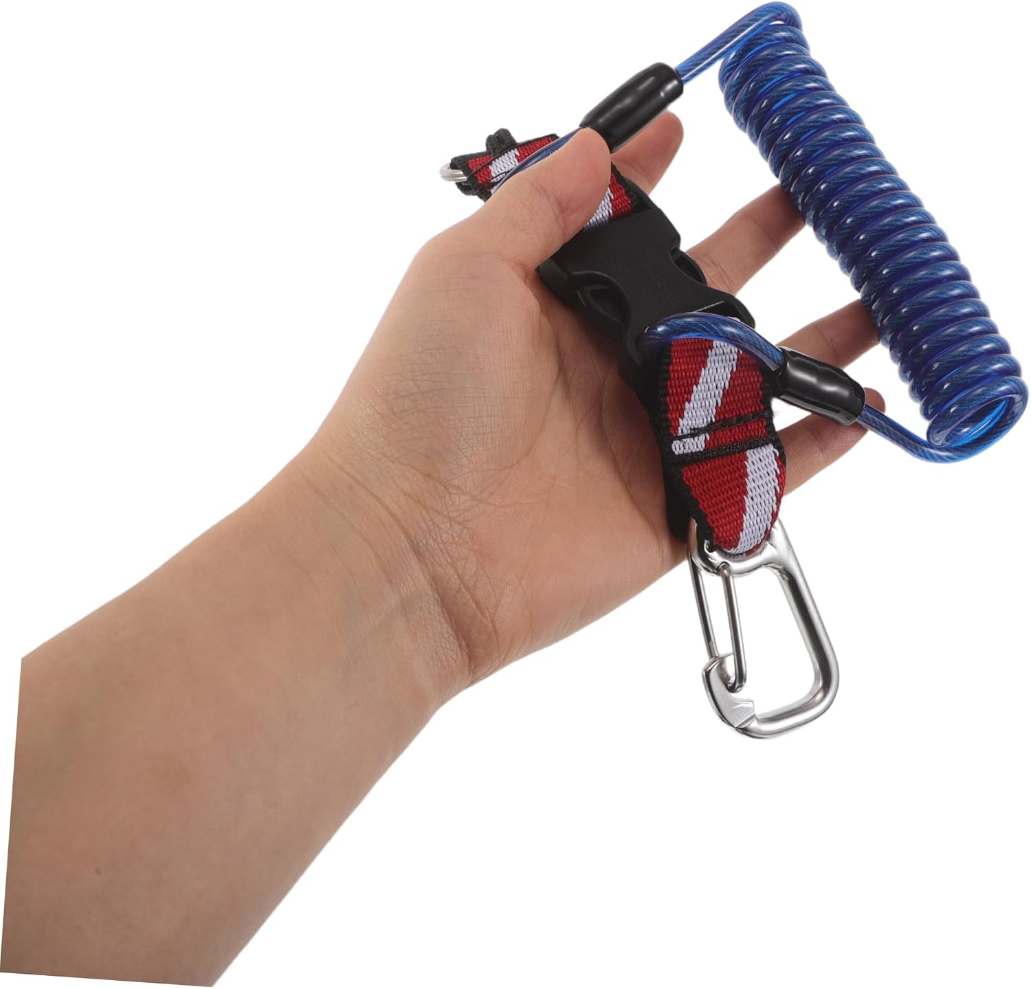 Retractable Diving Camera Lanyard with Quick Release Buckle Stainless Steel Cable Tether Elastic Anti-Lost Strap for Scuba Gear Compatible with Dive Lights Tools and Wrist