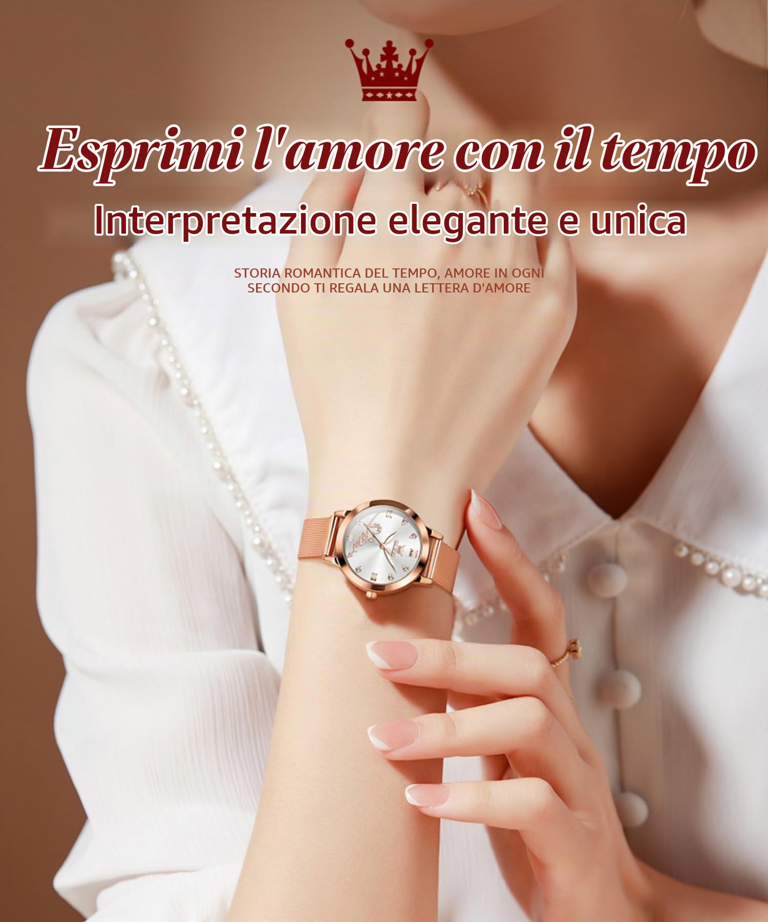 OLEVS Orologio Donna Lusso Oro Rosa Donna Slim Thin Leggero Orologio In Acciaio Inox Mesh Orologi Moda Impermeabile Orologio da Polso Donna,Bracciale Regolabile