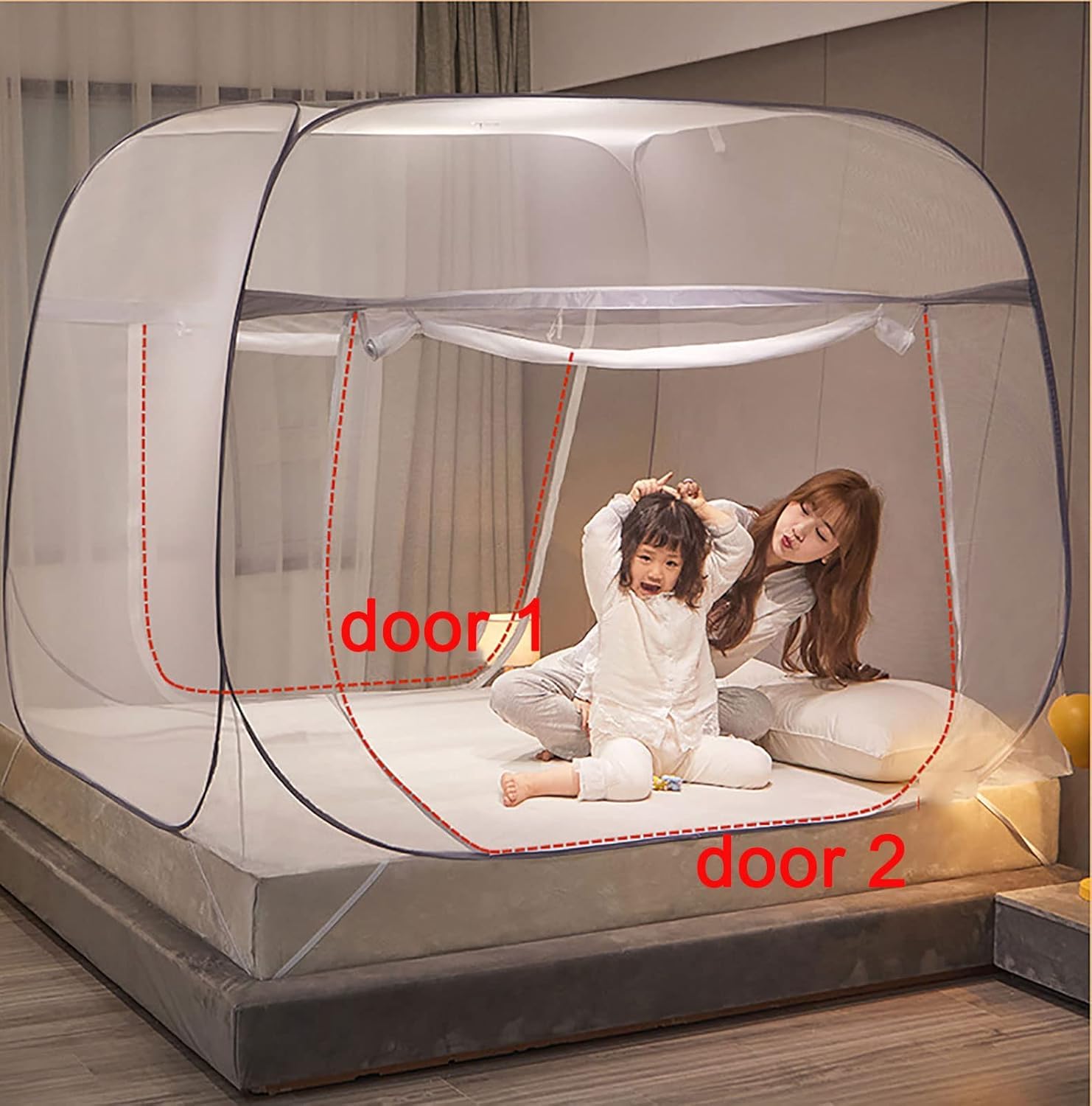 Luxus Moskitonetz Doppelbett für Bett und Reise, Mückennetz Outdoor inkl. Montagematerial, Mosquito Netz, Fliegennetz, einfache Anbringung, Tragetasche, Keine Chemikalien
