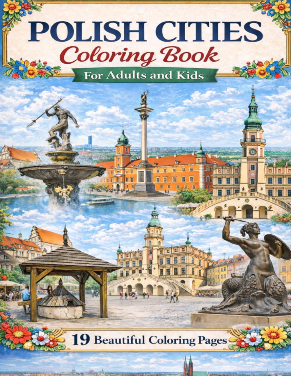 Polish Cities - Stress Reliever Coloring Book: 19 Relaxing Coloring Pages for Adults and Kids ("Fantastic Stress Relief for Adults and Kids".)