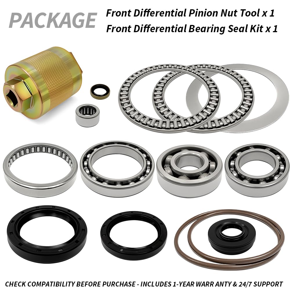 Front Differential Bearing Seal & Pinion Nut Tool Kit Compatible with Kawasaki Brute Force 650 750 Prairie 360 650 700 OEM#92049-1536 92049-1573 92049-1572