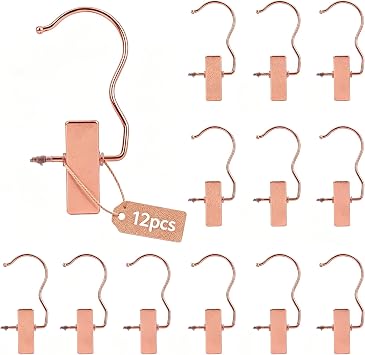 4.5 Inch Metal Boots Hanger, Rose Gold Clip Hangers for Shoes, Gloves, Hair Extensions, Wigs, Clothing Accessories, 12 Pack