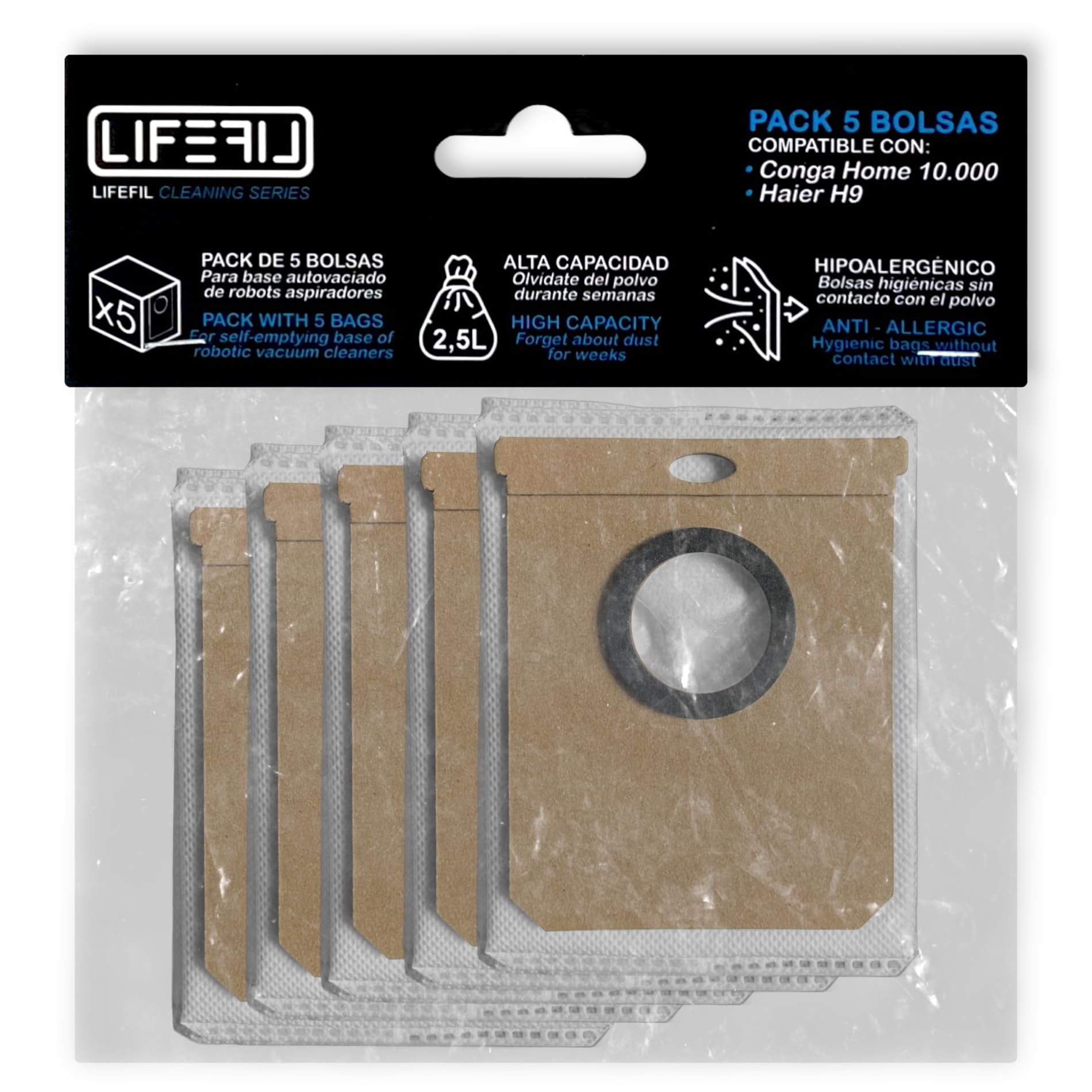 ULXIOM Sacchetti Per Polvere Per Eufy L50/L60 SES E Conga Home 10000/8090/9090 AI – Confezione Da 10 Filtri Di Ricambio Con Alta Capacità 2,5L