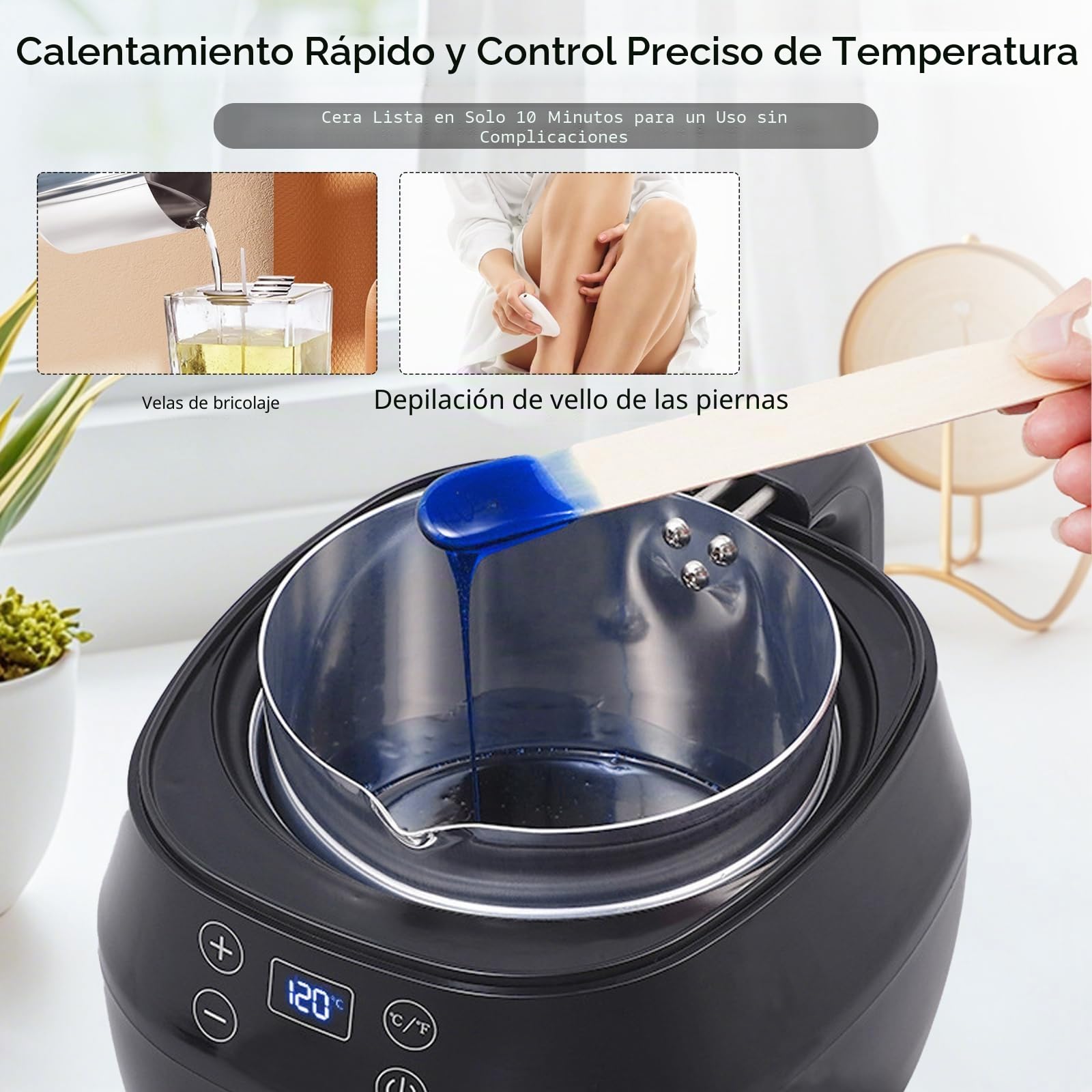 Derretidor de cera eléctrico de 1 litro con indicador de temperatura LED, olla de cera con boquilla para hacer velas, incluye mechas, pegatinas, centrador y cuchara agitadora, juego de fabricación de