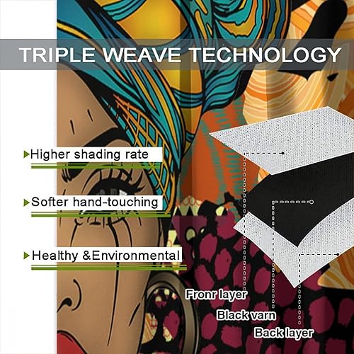 Miniatura 7 de Cortina de mujer afroamericana para oscurecer la habitación, cortinas para sala de estar, dormitorio, cortina de ventana, 2 paneles de 42 x 45