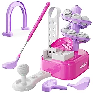 EagleStone Toddler Golf Set with Foot Pedal Launcher, Kids Golf Toy for Ages 3-8, Includes Adjustable Golf Club, 15 Balls & Golf Cart, Indoor&Outdoor Sports Gift for Boys and Girls