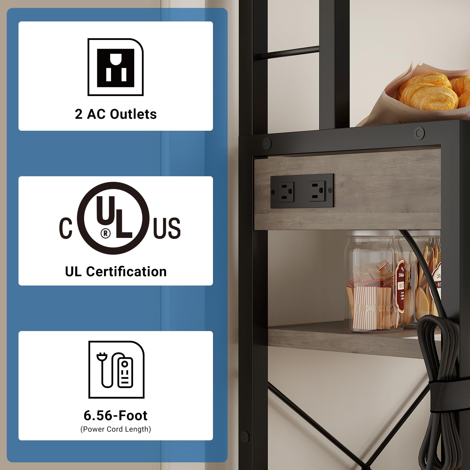 Zstar Soporte para Microondas, Estante De Cocina con Canasta De Alambre, Estante De Almacenamiento Independiente Grande De 6 Niveles para Cocina, Comedor y Sala De Estar