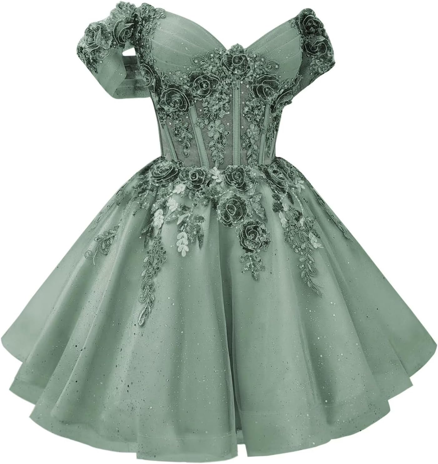 Gorgeous 3D Flowers Tulle Homecoming Dresses with Bow Short Prom Dress for Teens A-line Lace DAMA Dresses for Quinceanera