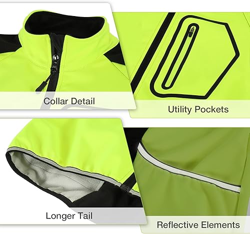 Miniatura 4 de BERGRISAR Chaqueta de ciclismo para hombre, rompevientos de invierno, para correr, senderismo, ciclismo, abrigo térmico de forro polar para golf,