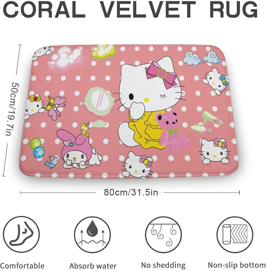 Amazon｜ハローキティ バスマット 速乾 洗える お風呂マット 滑り止め