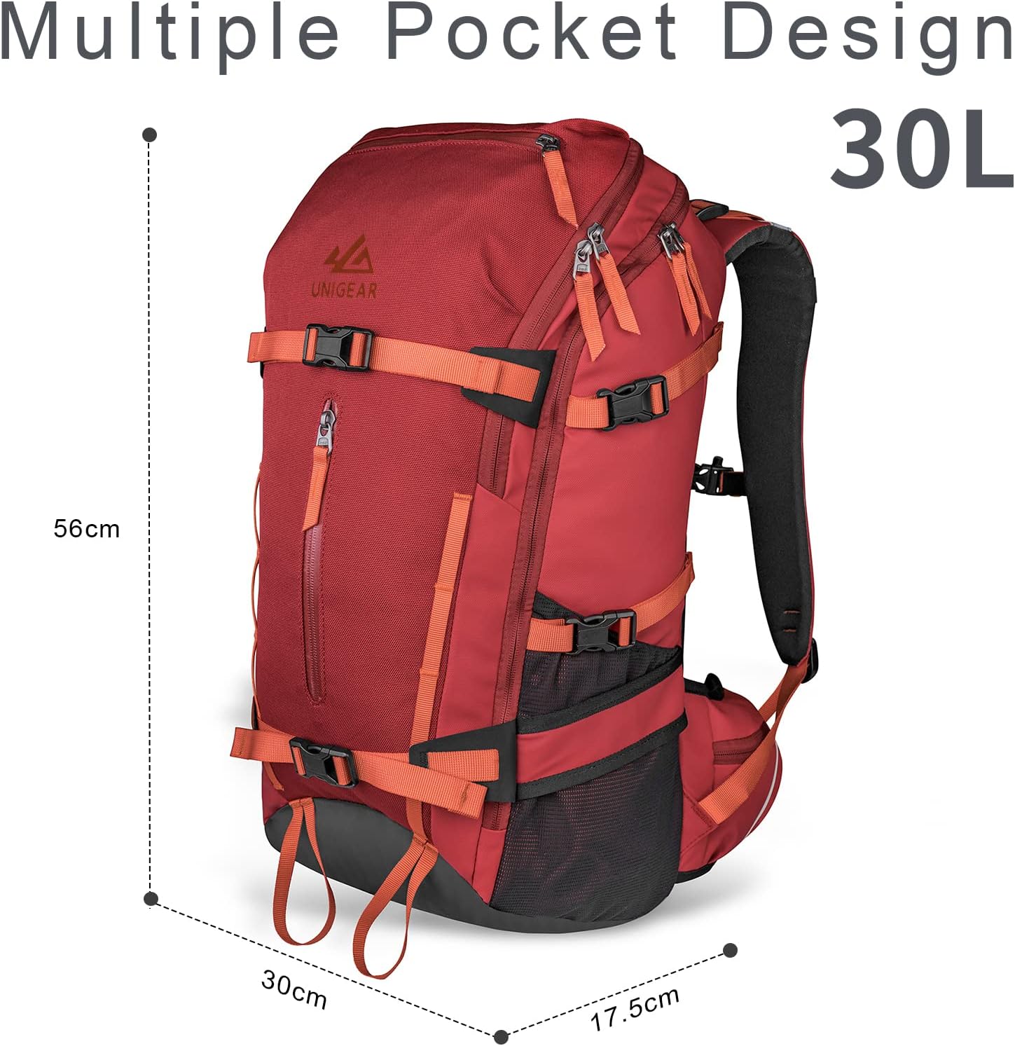 Unigear Ski Hydration Backpack, 30L Snowboard Travel Bag 900D Polyester