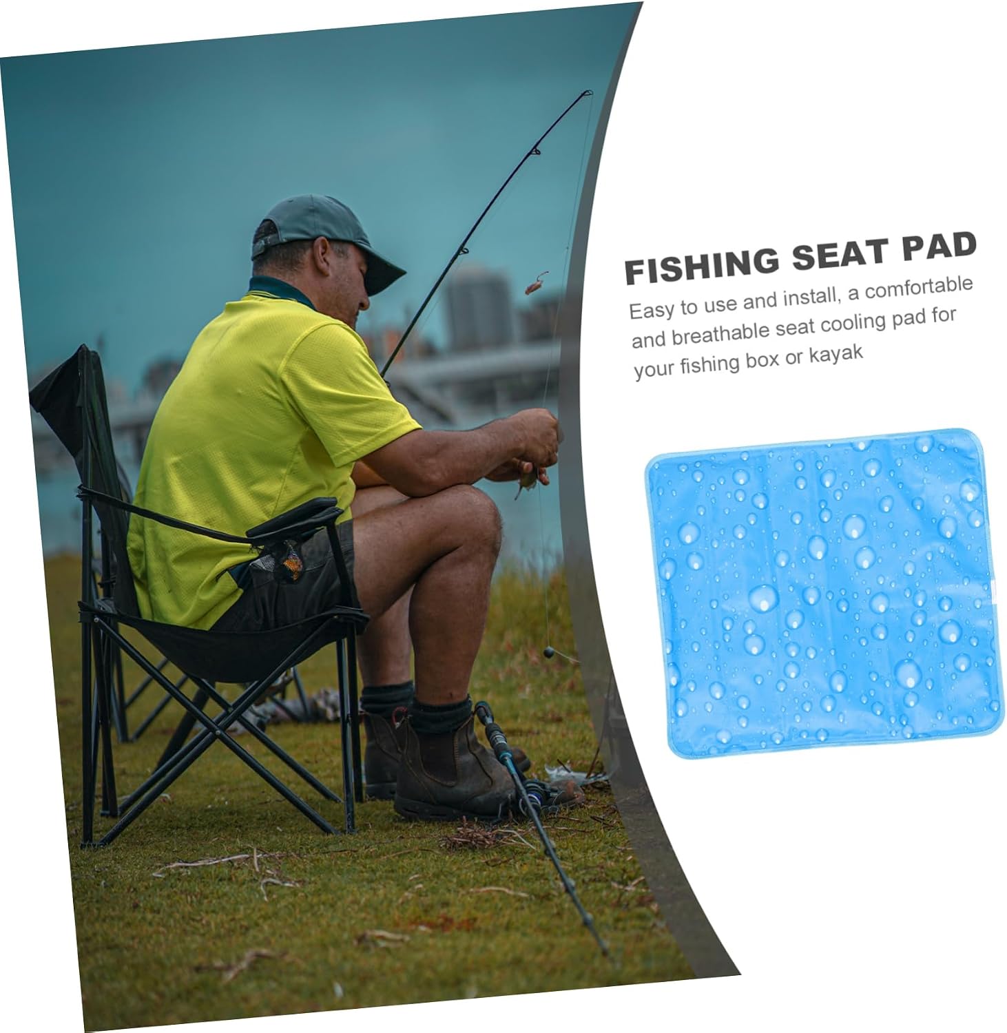 Yardwe Cooling Fishing Seat Cushion Breathable Summer Pad for Boats Car and Office Use Ergonomic Anti-Skid Design for Comfort and Long Sitting Sessions Blue Water Droplet
