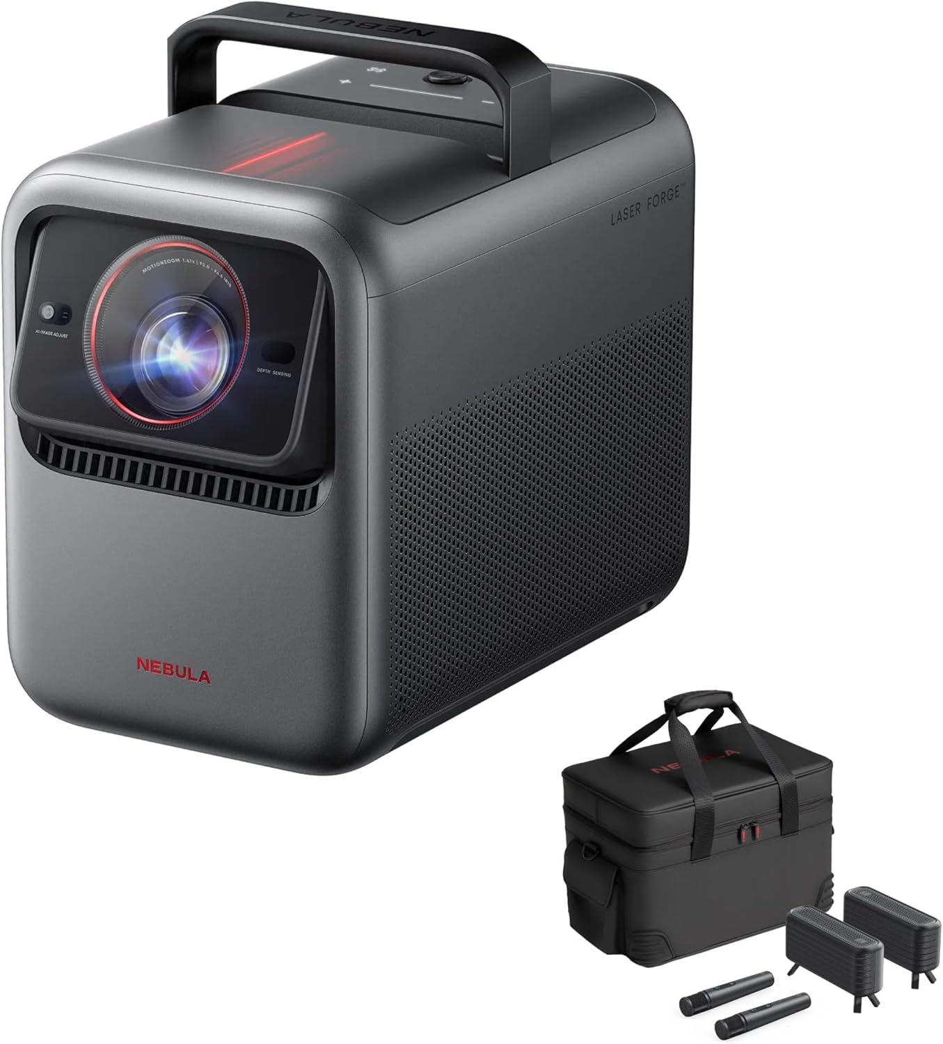 NEBULA X1 Triple Laser 4K Projector, Nebulamaster, 3500 ANSI Lumens, 56000:1 Contrast, 40W Stereo Sound, 0.9-1.5 Optical Zoom, Smart AI, Dolby Vision, 300 Screen, Built-In Micro Gimbal, GTV, Portable